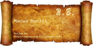 Macsa Berill névjegykártya